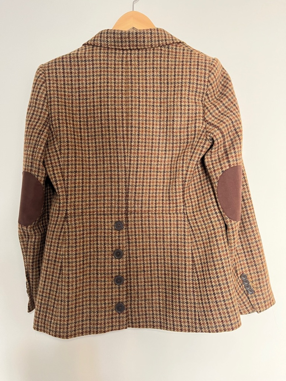 Brooks Brothers Brown Wool Houndstooth Blazer With Elbow Patches - Picture 2 of 15